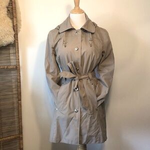 JASON KOLE-Tan Hooded Tie Front Trench Coat/Jacket-Size Small
